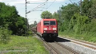 *Tyfoon* Doorkomst BR185 (185 298) met zelflossers | DB Cargo | Op station Bonn-Oberkassel (D)