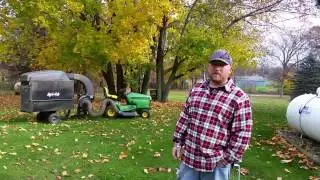 Literally sucks! John deere lx 277 with Agri-fab mow-n-vac leaf vacuum in action,part 1/3,