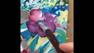 Small abstract floral painting video showing the painting techniques and details by Amber Gittins.