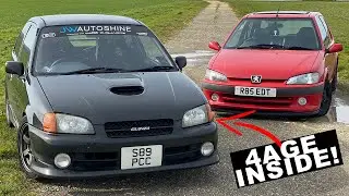 4AGE SWAPPED TOYOTA STARLET vs 106 GTI!!
