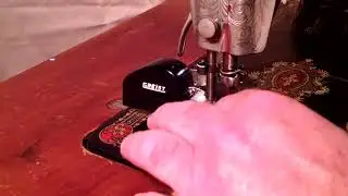 Vintage Greist Overcaster Sewing Machine Attachment on a Singer 66-4 Red Eye