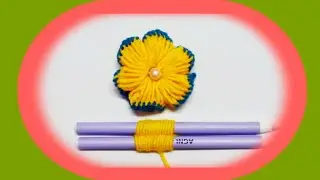 Amazing Woolen Rose Making Ideas with Pencil - Hand Embroidery Easy Trick - DIY Woolen Flowers