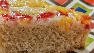 Eggless Pineapple Cake,Upside Down Cake with Fresh Pineapple(Cooker में बनाएँ, बहुत Spongy&Soft Cake