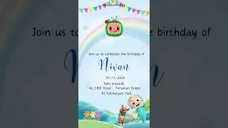 Cocomelon Theme 1st Birthday Invite for BabyNivan | Fun & Colorful Digital EInvite by CreateWithMegz