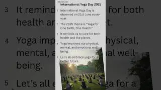 International Yoga Day 2025 &ndash; 5 Lines in English | Yoga for One Earth, One Health