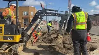 BDC Group Inc. Moves Fiber Along 1st Ave Near Downtown Cedar Rapids, Iowa