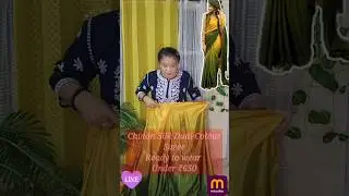 Chinon Silk Saree | Ready to wear | under 650 🥰 #meeshohaul #trending #meeshosareehaul #ytshorts