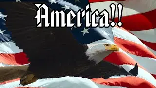 AMERICAN FLAG WITH EAGLE CARVED AND PAINTED