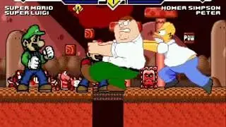 Super Mario & Super Luigi vs Homer & Peter MUGEN Battle!!!