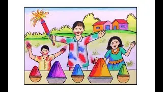 #holidrawingHOLI FESTIVAL DRAWING EASY/HOLI SPECIAL POSTER DRAWING/HOLI FESTIVAL DRAWING COMPETITION