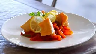 Fish Spring Roll with Spicy Sauce / بُرك سمكة حارة