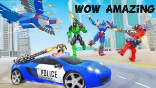 Flying limo police helicopter car robot😱😱 gameplay