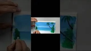 How to draw sea beach scenery easy | acrylic painting |#easy #short #seabeach