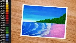 Oil Pastel Tropical Beach Landscape Painting Tutorial for beginners | Oil Pastel Drawing | 🏖️❤️✍️