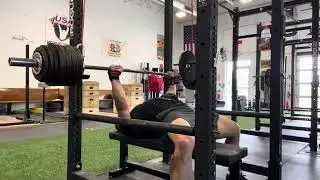 Reverse band (thin orange) 2 second pause bench press @  297lbs, 3x1 then touch n go ,3x1