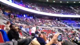 The Palace usher dancing at a Pistons game