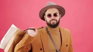 A Man In Brown Coat Doing Some Shopping | Bearded Man | Fashionable | non copyrighted footage | NCF