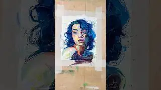 Blue haired girl | Portrait Painting #art #acrylicportrait #speedart