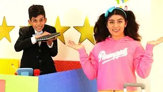 Jason pretend play in a kids hotel