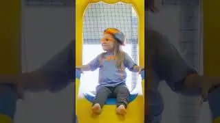 RIDE Down The SLIDE With BLIPPI! | #shorts #slide #blippi #playground #ballpit #kids