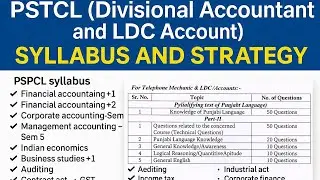 PSTCL Divisional Accountant & LDC Account | Full Syllabus + Strategy (2026 Exam) #pspcl #pstcl 