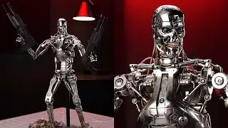 Новые Hot Toys Терминатор 2 Эндоскелет Поврежденная в бою фигурка в руке, изображения Sideshow Co...