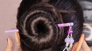 Oiled hair juda | Bun stick hairstyles | Simple Juda hairstyles | Hairstyles for long hair | judabun