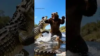Bear vs Crocodile to Save a Baby Kitten 😱🔥#shorts