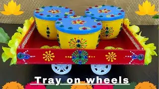 tray on wheels/upcycled old toy photoframe/diys/home decor/festive decor/best out of waste/