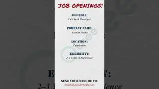 Full Stack Developer Job Opening | Coimbatore IT Jobs | Acculer Media