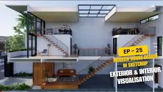 Ep - 25 Modern House Design in SketchUp | 3D Exterior & Interior Visualization-06 #viral #trending