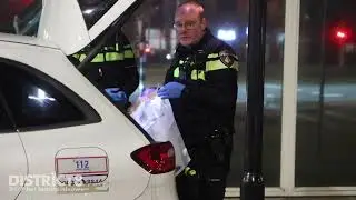 Explosie veroorzaakt flinke schade aan ingang van portiek Rijswijkseplein Den Haag