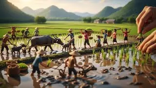 Handmade Miniature Rice Farming 🌾 | Clay Buffalo & Village Life