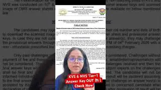 KVS | NVS Tier-1 Answer Key OUT 📢 | Check Now #nvskvstier1 #nvstier1 #kvstier1 #kvs #nvs