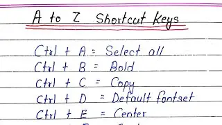 A to Z Shortcut Keys in Computer || EK Education