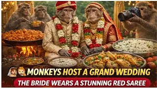 👰🐒 Monkeys Host a Grand Wedding &ndash; The Bride Wears a Stunning Red Saree