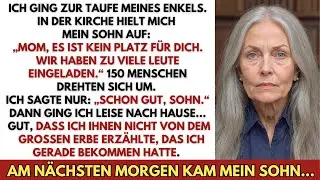 Bei der Taufe meines Enkels sagte mein Sohn: „Kein Platz für dich.“ Gut, dass ich mein Erbe schwieg.