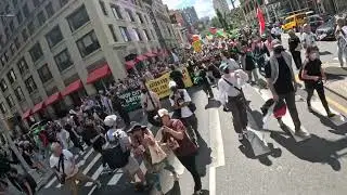 The founder and chair of Within Our Lifetime marching for Gaza in Manhattan.