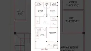 25x52 House Plan Design West Facing Plot 4BhK #viral #vastu #architecture #2d #house #autocad