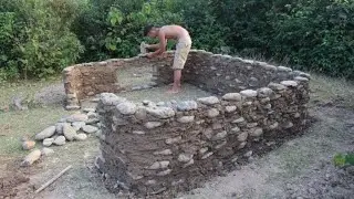 I Built a Hidden Forest Retreat Using Only Stones and Wooden Logs