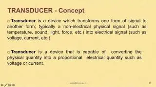 ME312 Metrology: Transducers Classification