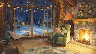 Cozy Reading Ambience | Snowy Night Fireplace & Winter Calm