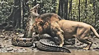 Snakes eat Crocodiles? Burmese Pythons Vs Crocodiles rescued by Lions