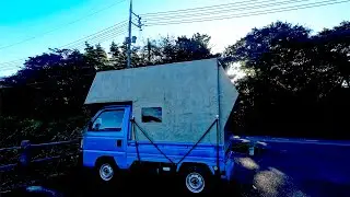 TRUCK CAMPING | Parking overlooking a city | HANDMADE TRUCK CAMPER | 17th nights