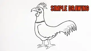 Cock Drawing 🐓| Easy Rooster Drawing Step by StepRooster Drawing Easy | Village Cock Art🐓