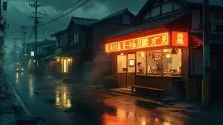 Japanese Hot Spring Coastal Night Lofi Chillhop | Peaceful Ambience for Sleep