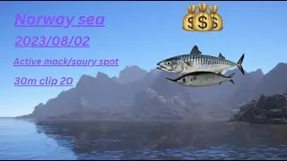 Very active saury/mack farm spot! Norway sea Russian Fishing 4 #6