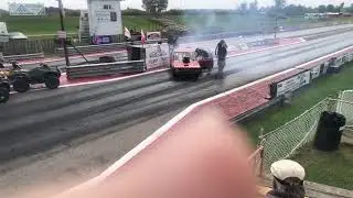 St Thomas Dragway | the Sunday Finals |  car spins out approaching the tree