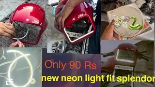 Splendor modified || Install white Colour Neon Light 😍🔥 | Devil Eyes 😳 || Headlight modification