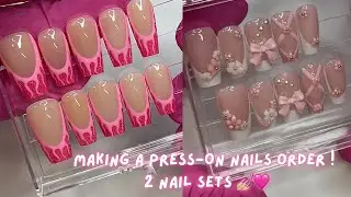 Making a press-on nails order ! 2 sets of nails 💅🏼💕 | press-on nails business!